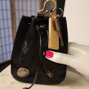 Vintage | Buffalo Nickle Black Leather Drawstring | Coin/ Weed/Pouch | key fob